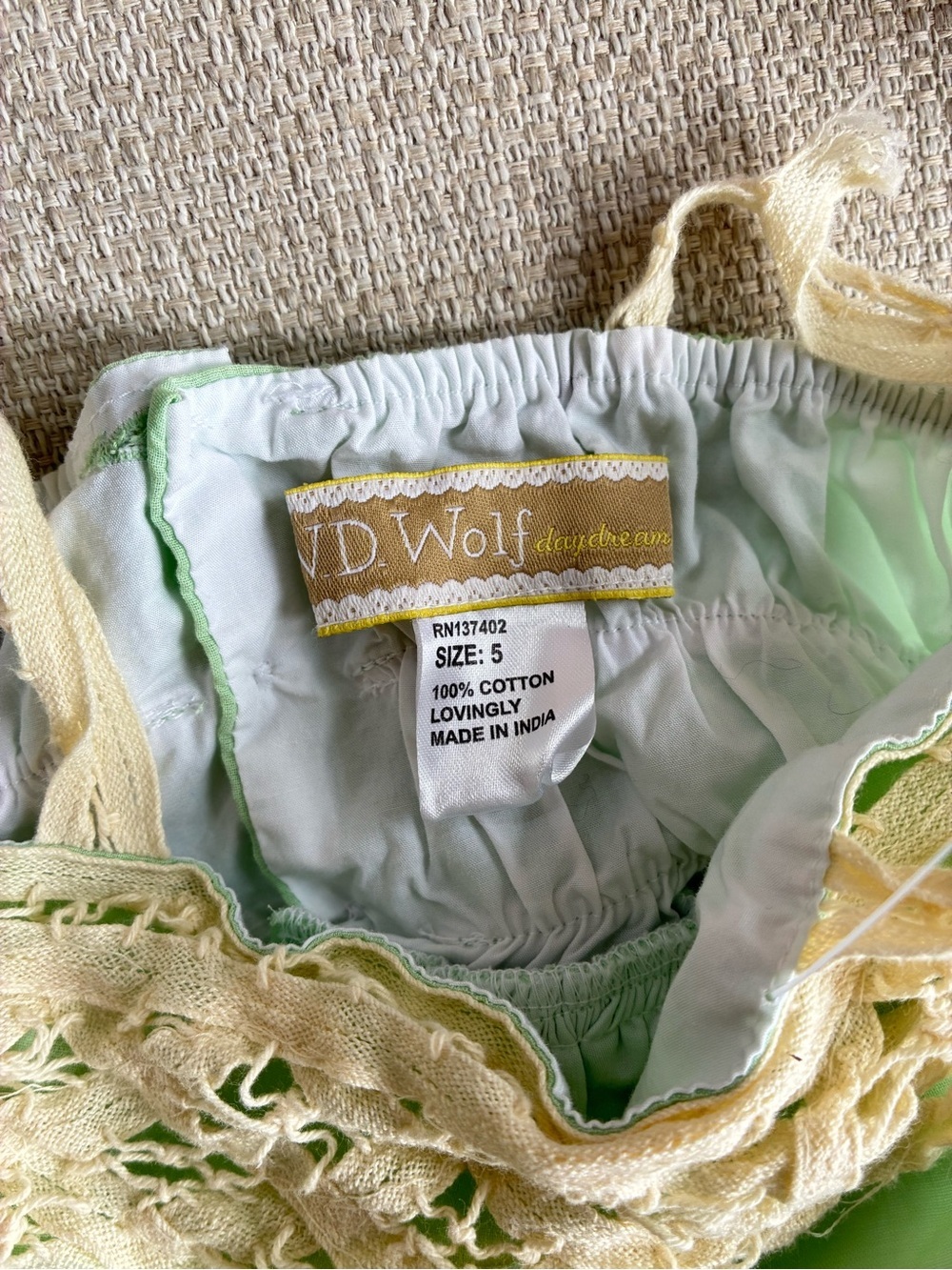 Well Dressed Wolf Dress Girls’ 5T Green Eyelet Maxi Dress with Cream Lace Accent - Picture 6 of 9
